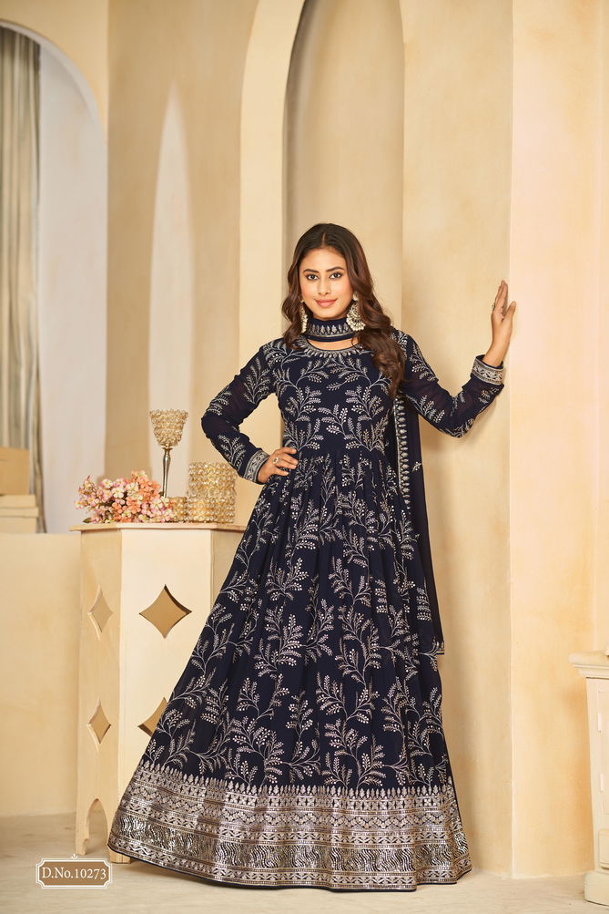 Anjubaa Vol 27 Faux Georgette Wedding Wear Gown With Dupatta Wholesale Shop In Surat